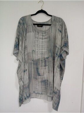 Biya Johnny Was Womens Medium Abstract Print 100% Silk Tunic Top Loose Fit